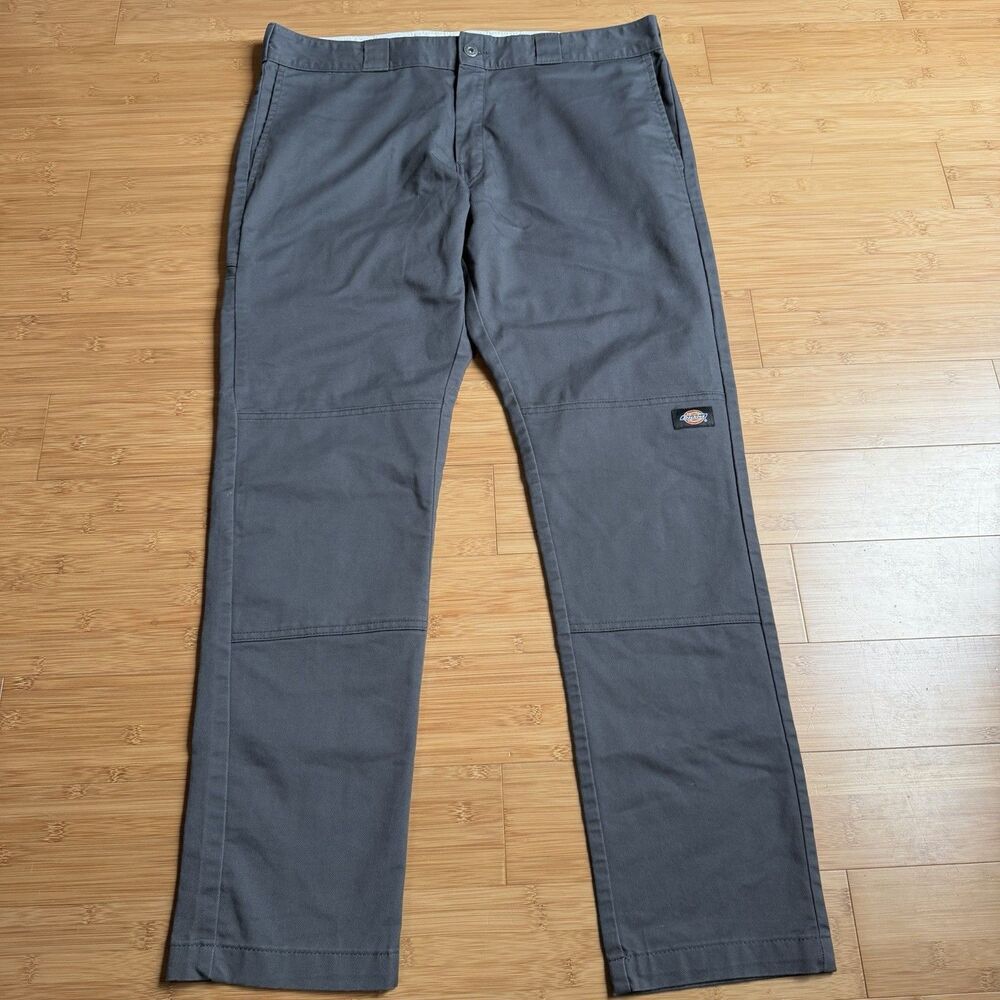 Dickies Double Knee Pants Grey Skinny Straight Skater Streetwear Mens 36x31